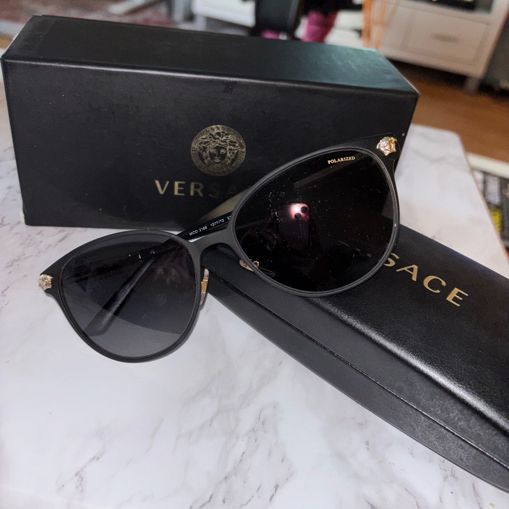 Versace Black Sunglasses with Gold Accents
